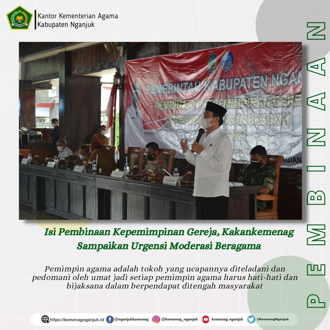 Isi Pembinaan Kepemimpinan Gereja,  Kakankemenag Sampaikan Urgensi Moderasi Beragama