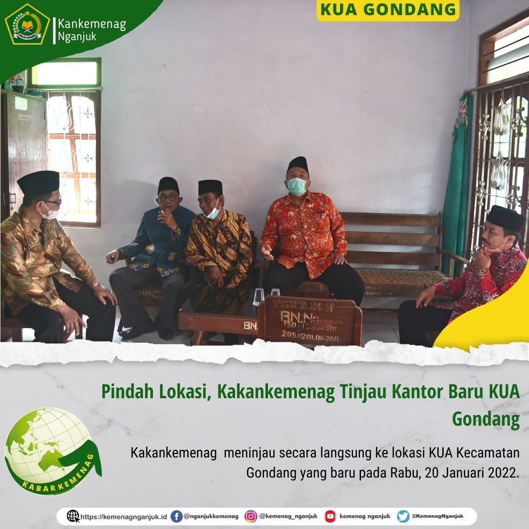 Pindah Lokasi, Kakankemenag Tinjau Kantor Baru KUA Gondang