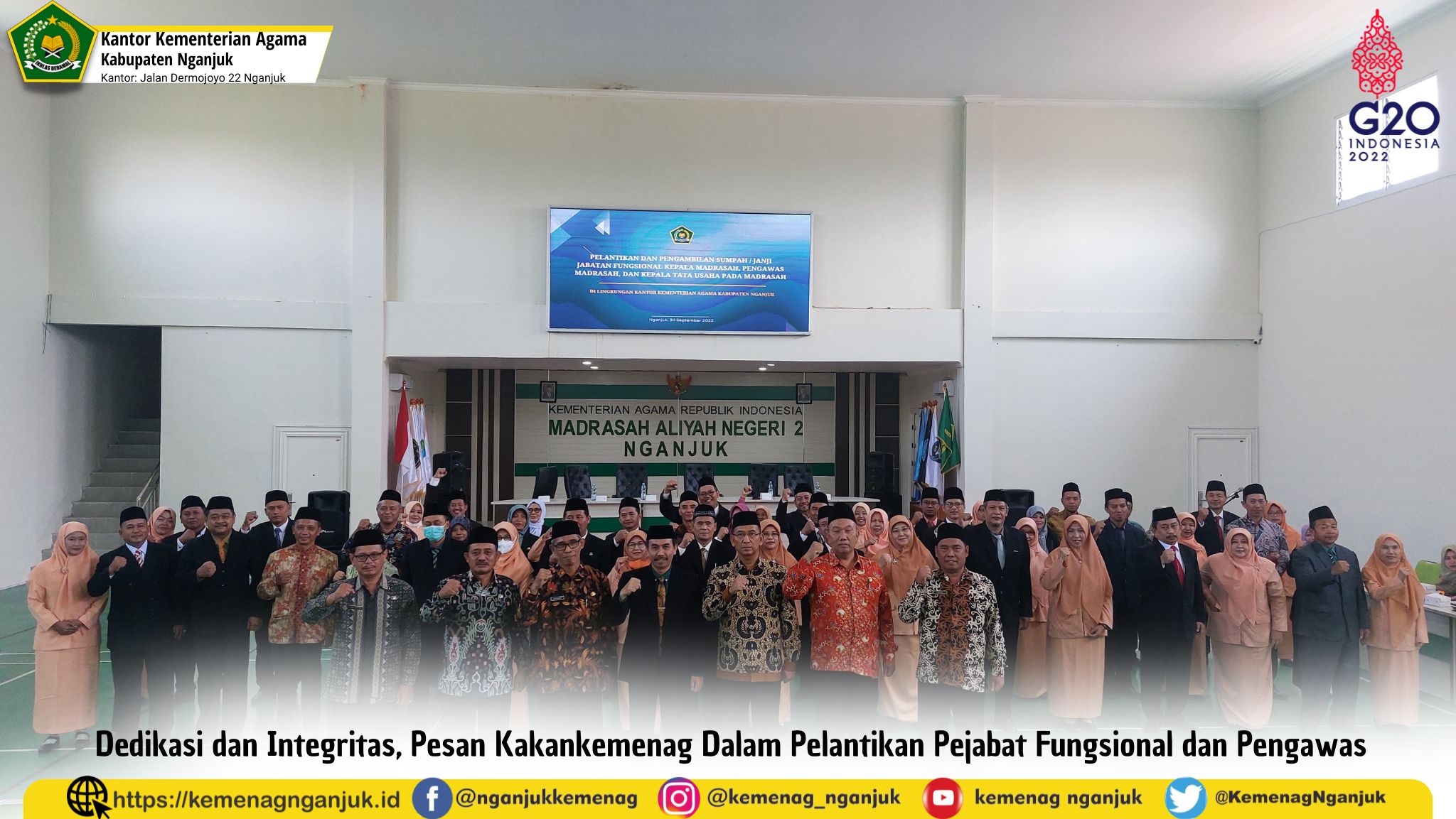 Dedikasi dan Integritas, Pesan Kakankemenag Dalam Pelantikan Pejabat Fungsional dan Pengawas