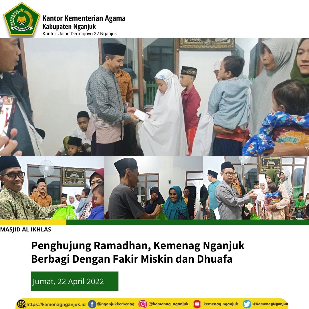 Penghujung Ramadhan, Kemenag Nganjuk Berbagi Dengan Fakir Miskin dan Dhuafa