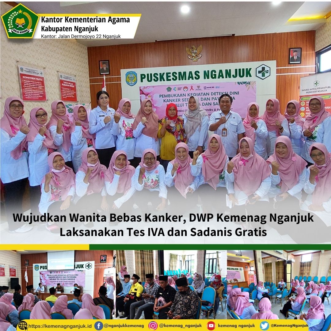 Wujudkan Wanita Bebas Kanker, DWP Kemenag Nganjuk Laksanakan Tes IVA dan Sadanis Gratis