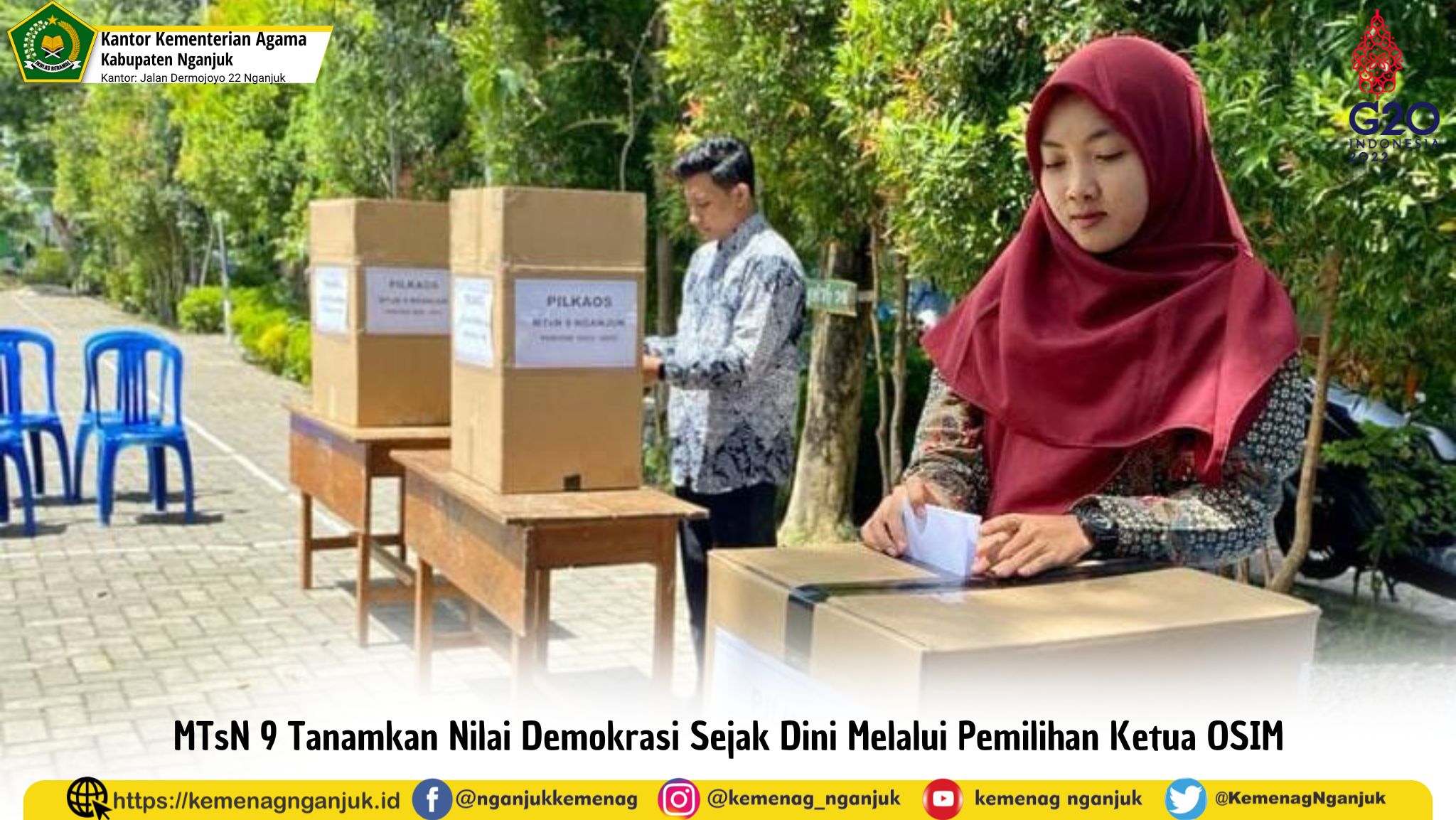 MTsN 9 Tanamkan Nilai Demokrasi Sejak Dini Melalui Pemilihan Ketua OSIM