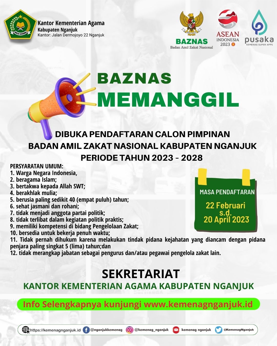 SELEKSI CALON PIMPINAN BAZNAS PERIODE 2023 - 2028