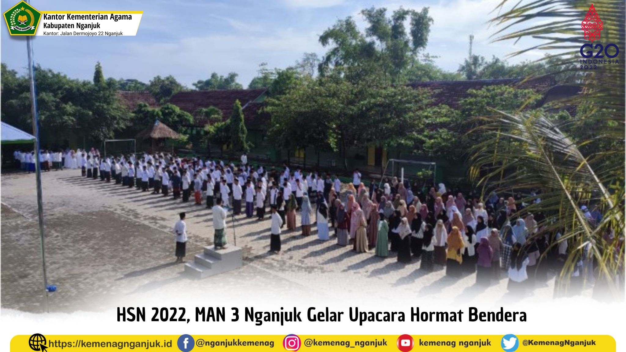 HSN 2022, MAN 3 Nganjuk Gelar Upacara Hormat Bendera