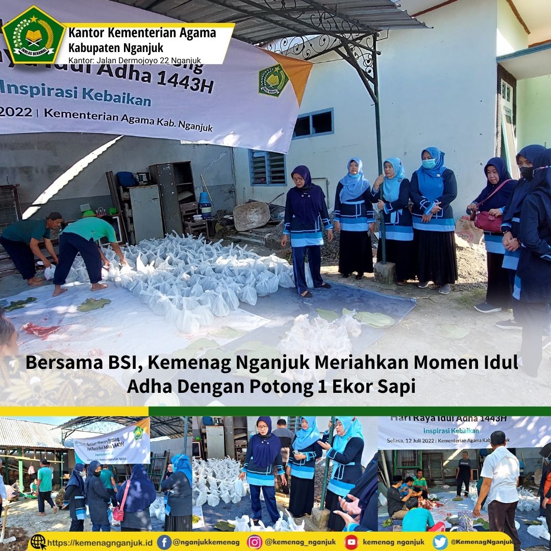 Bersama BSI, Kemenag Nganjuk Meriahkan Momen Idul Adha Dengan Potong 1 Ekor Sapi