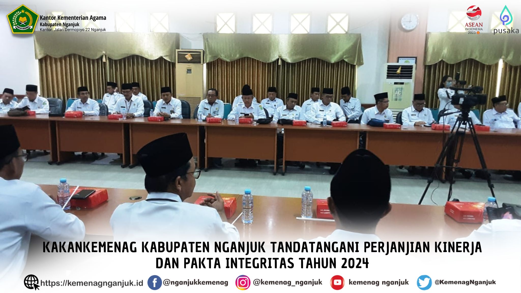 Kakankemenag Kabupaten Nganjuk Tandatangani Perjanjian Kinerja dan Pakta Integritas Tahun 2024