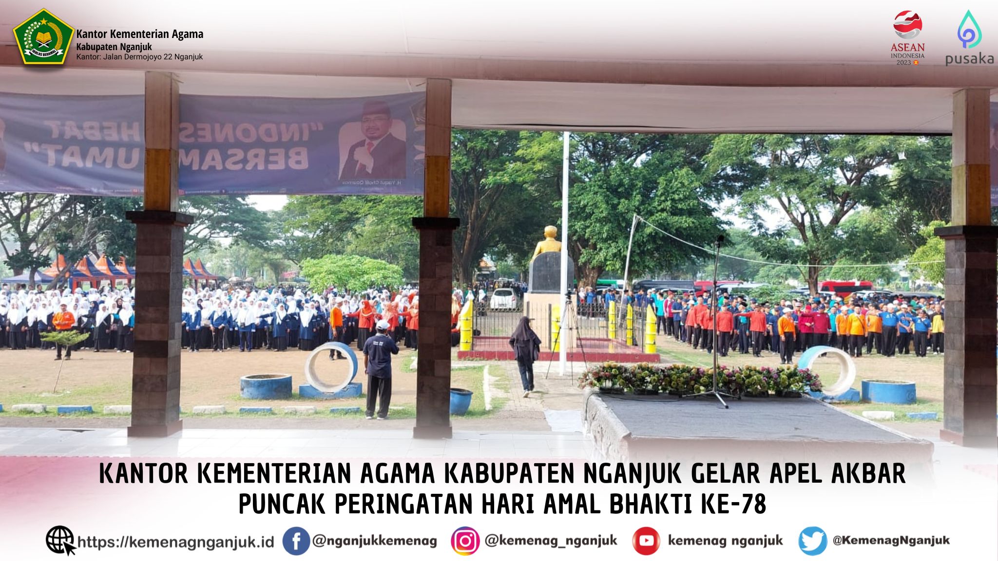 Kantor Kementerian Agama Kabupaten Nganjuk Gelar Apel Akbar Puncak Peringatan Hari Amal Bhakti ke-78