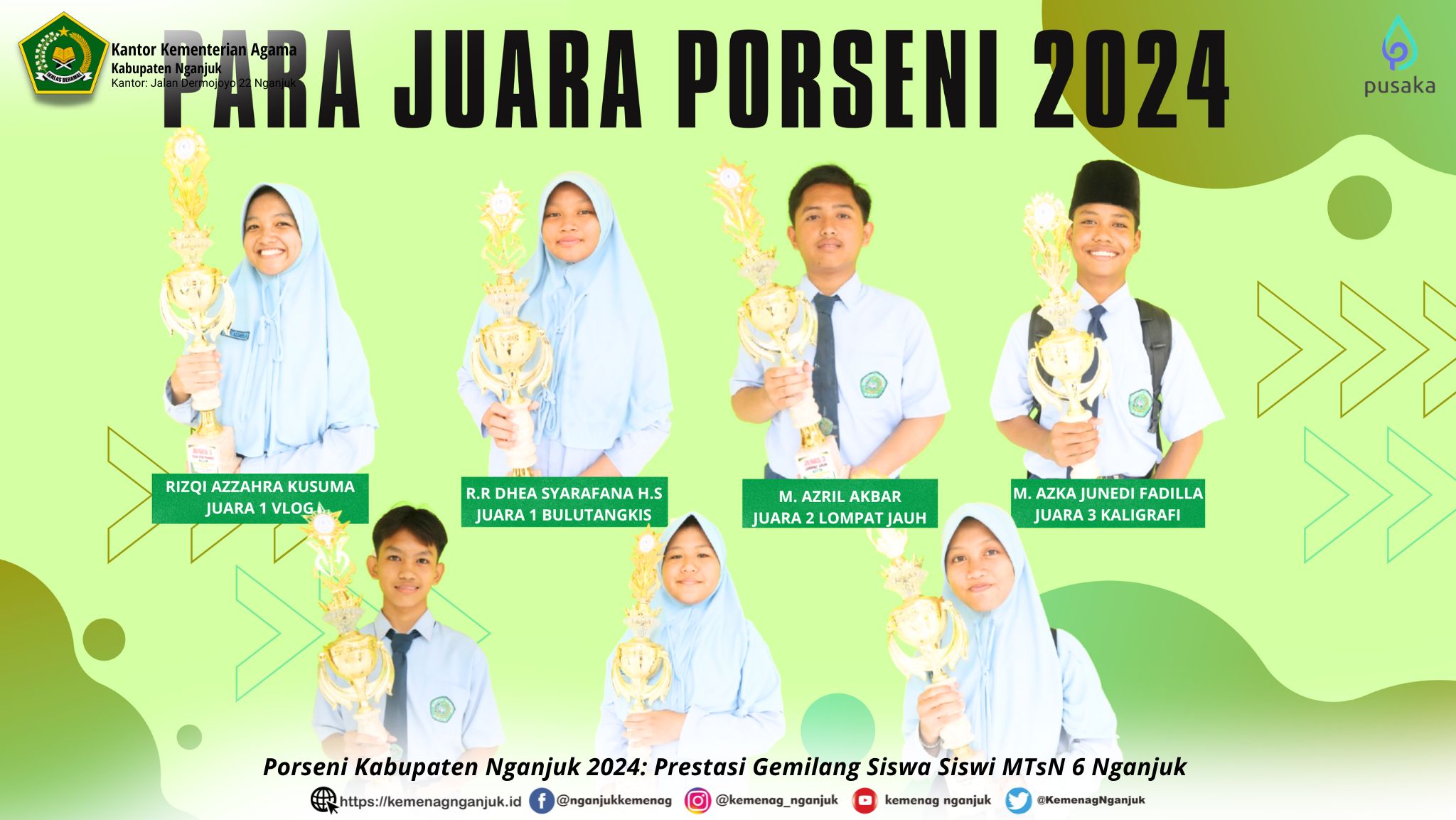 Porseni Kabupaten Nganjuk 2024: Prestasi Gemilang Siswa Siswi MTsN 6 Nganjuk 