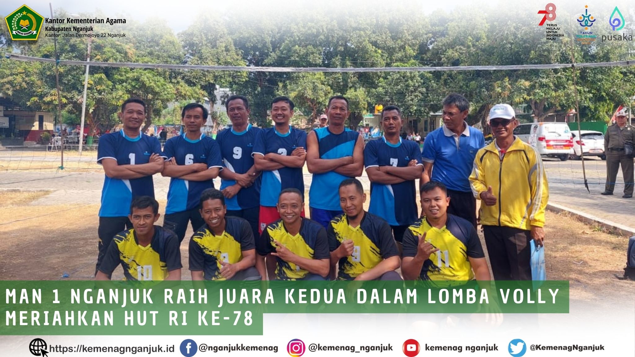 MAN 1 Nganjuk Raih Juara Kedua dalam Lomba Volly Meriahkan HUT RI ke-78