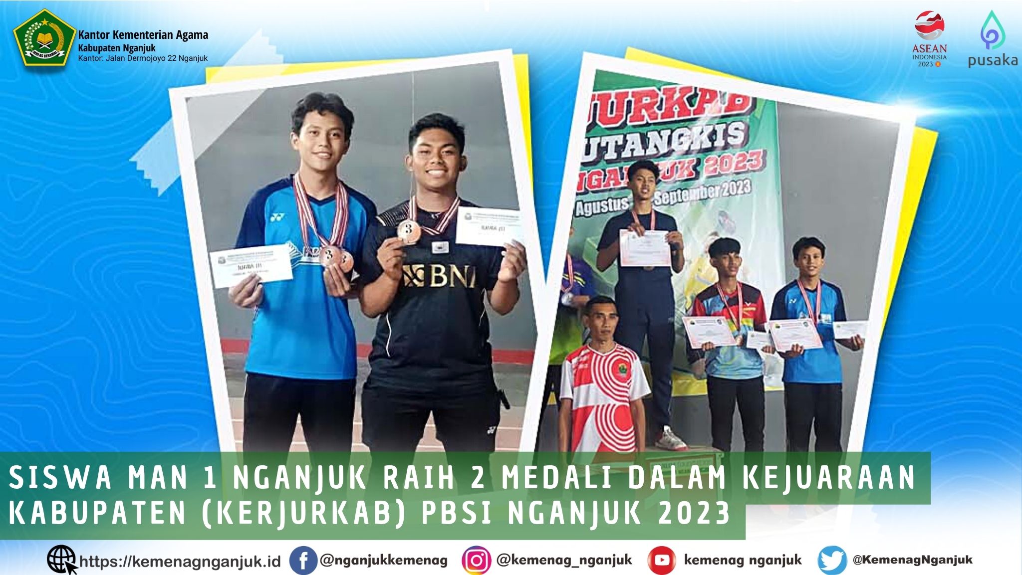 Siswa MAN 1 Nganjuk Raih 2 Medali Dalam Kejuaraan Kabupaten (Kerjurkab) PBSI Nganjuk 2023