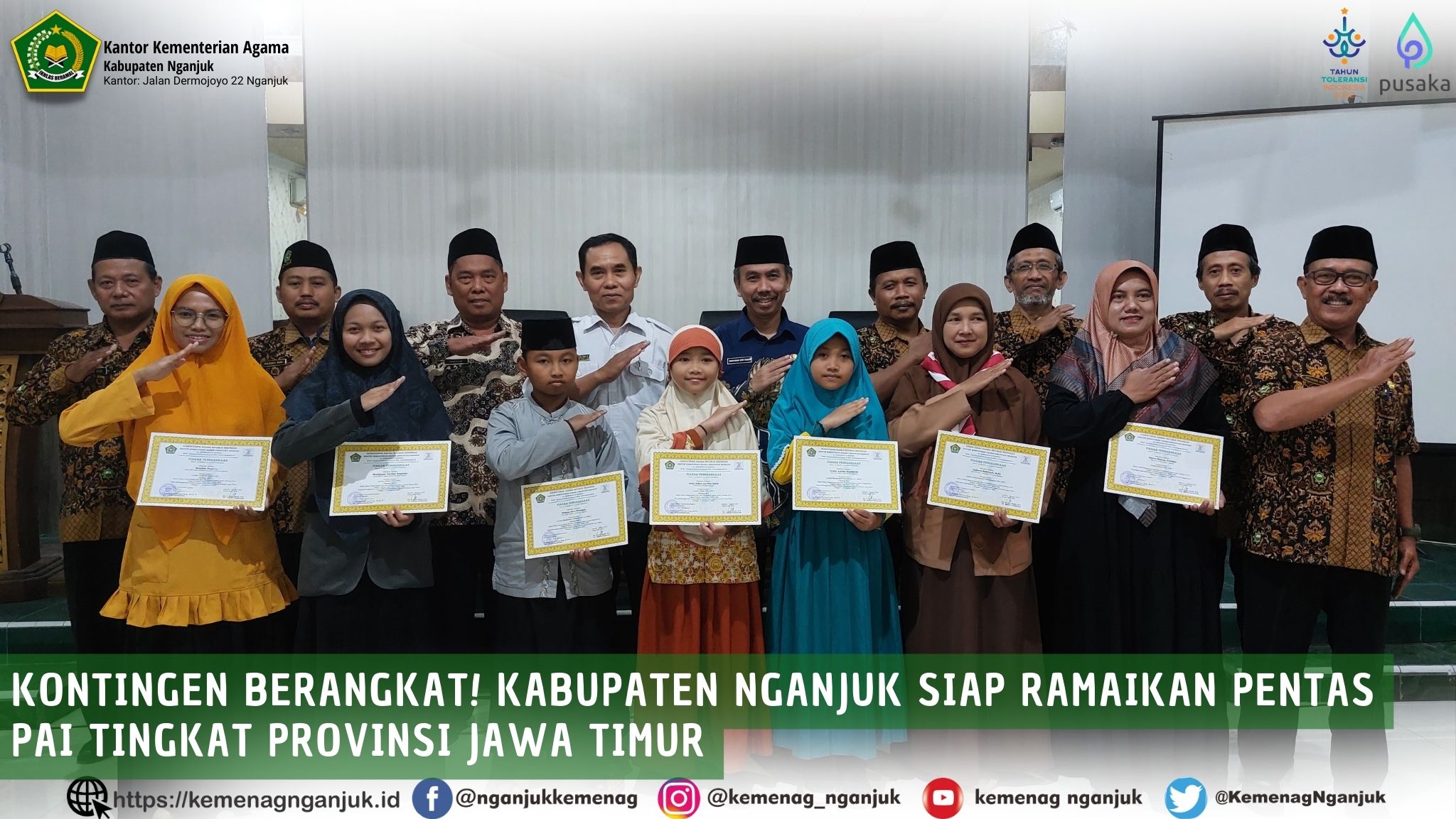 Kontingen Berangkat! Kabupaten Nganjuk Siap Ramaikan Pentas PAI Tingkat Provinsi Jawa Timur