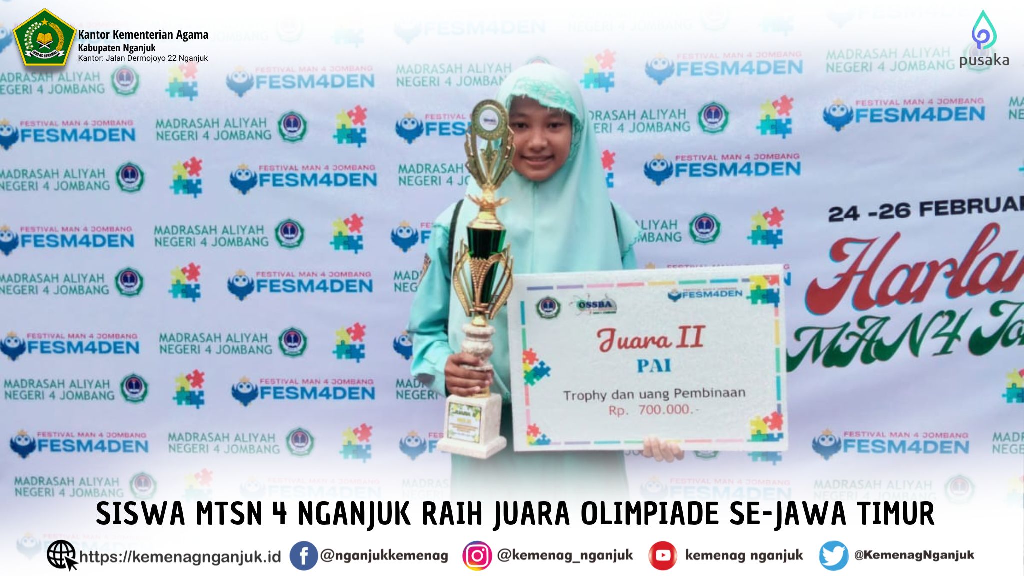 Siswa MTsN 4 Nganjuk Raih Juara Olimpiade Se-Jawa Timur