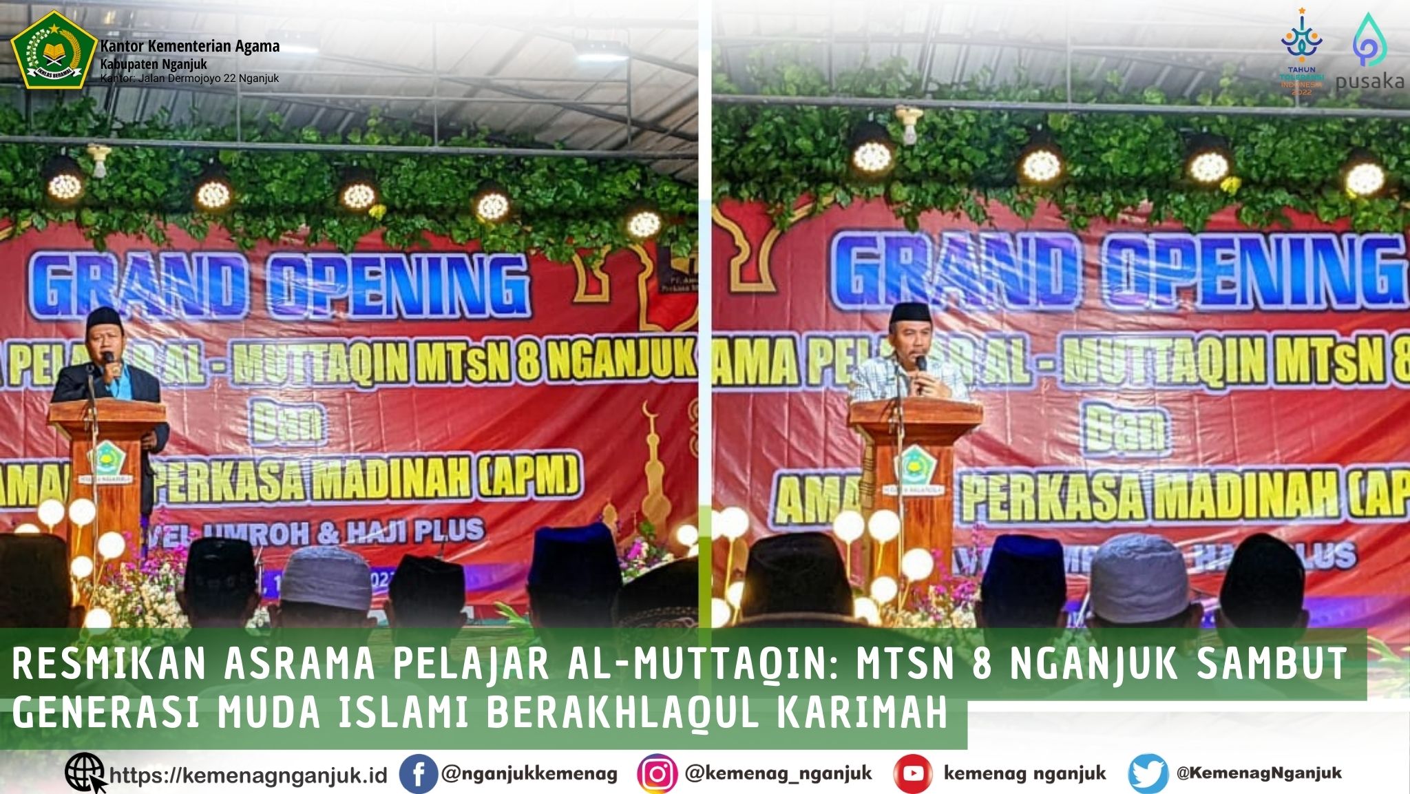 Resmikan Asrama Pelajar Al-Muttaqin: MTsN 8 Nganjuk Sambut Generasi Muda Islami Berakhlaqul Karimah