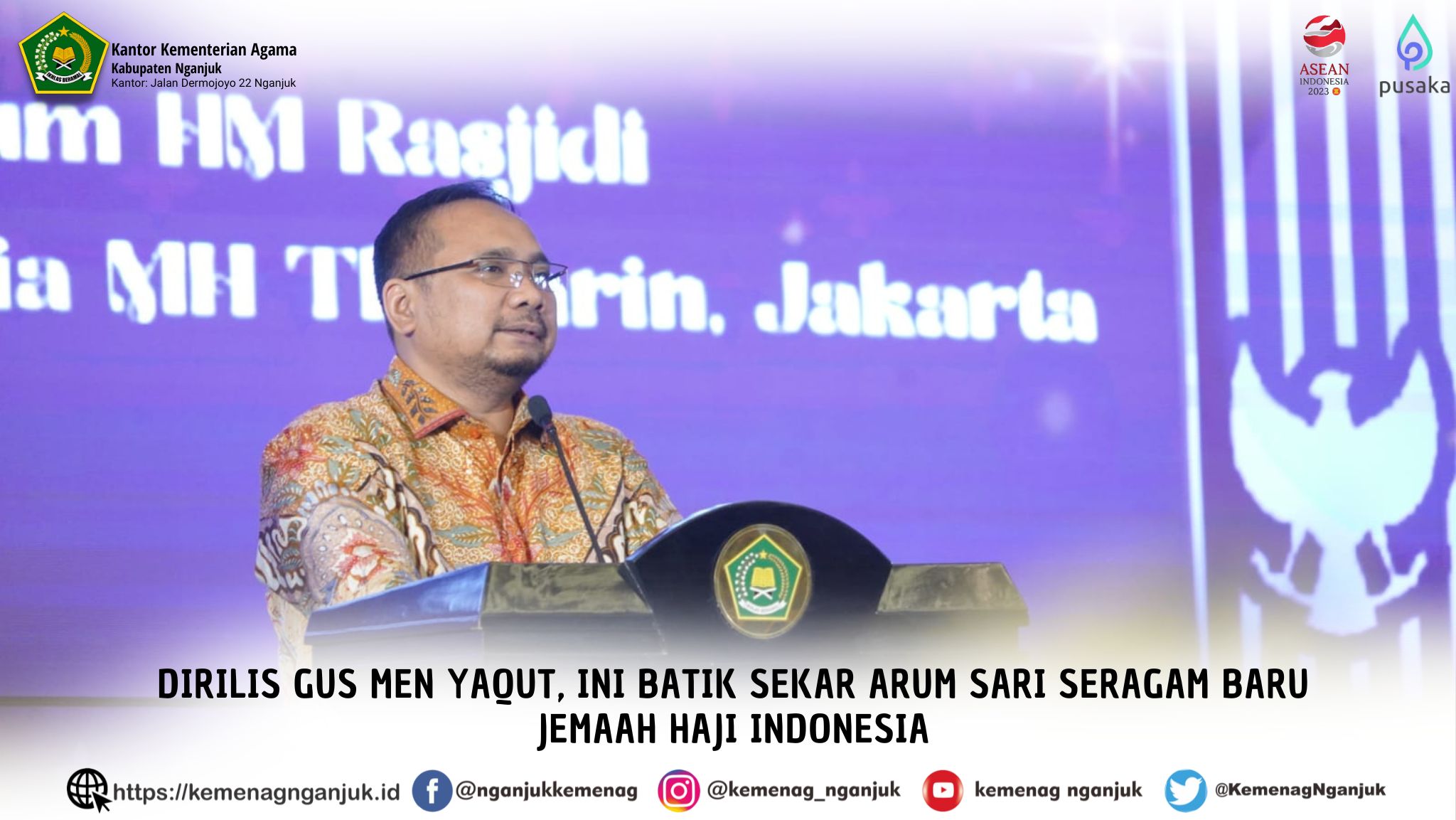 Dirilis Gus Men Yaqut, Ini Batik Sekar Arum Sari Seragam Baru Jemaah Haji Indonesia