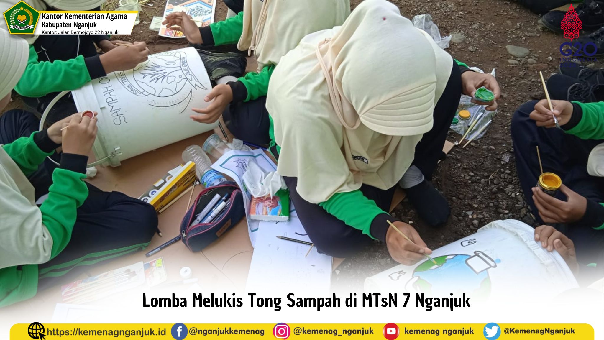 Lomba Melukis Tong Sampah di MTsN 7 Nganjuk