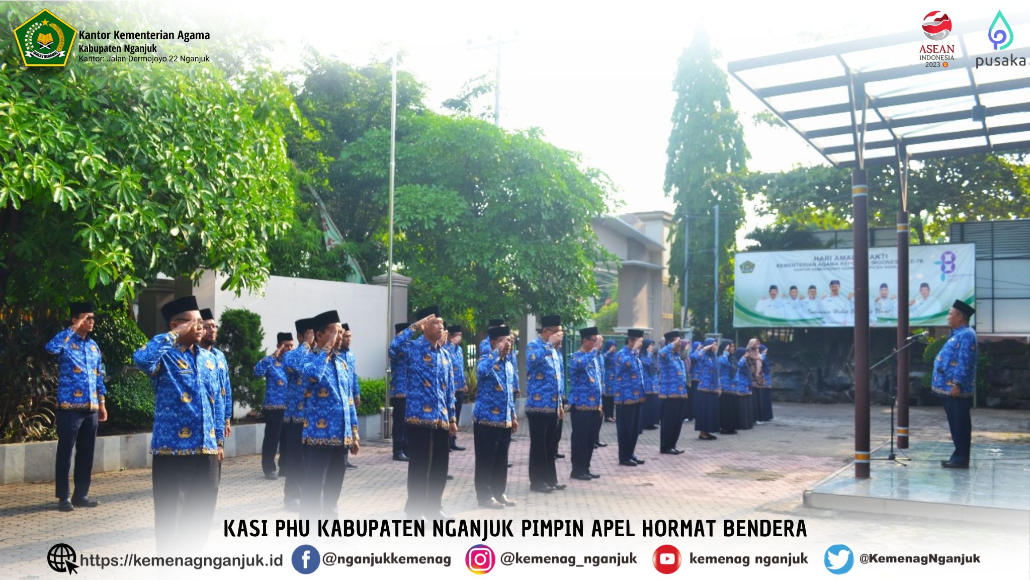 Kasi PHU Kabupaten Nganjuk Pimpin Apel Hormat Bendera
