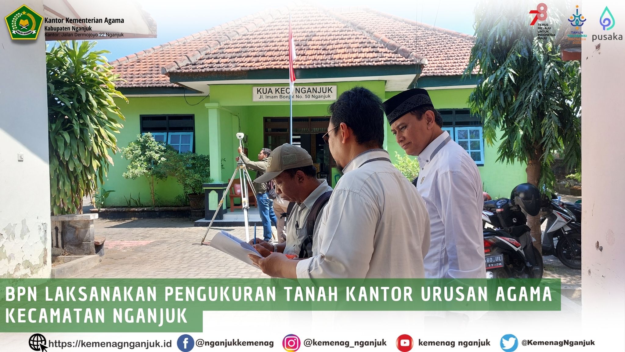 BPN Laksanakan Pengukuran Tanah Kantor Urusan Agama Kecamatan Nganjuk