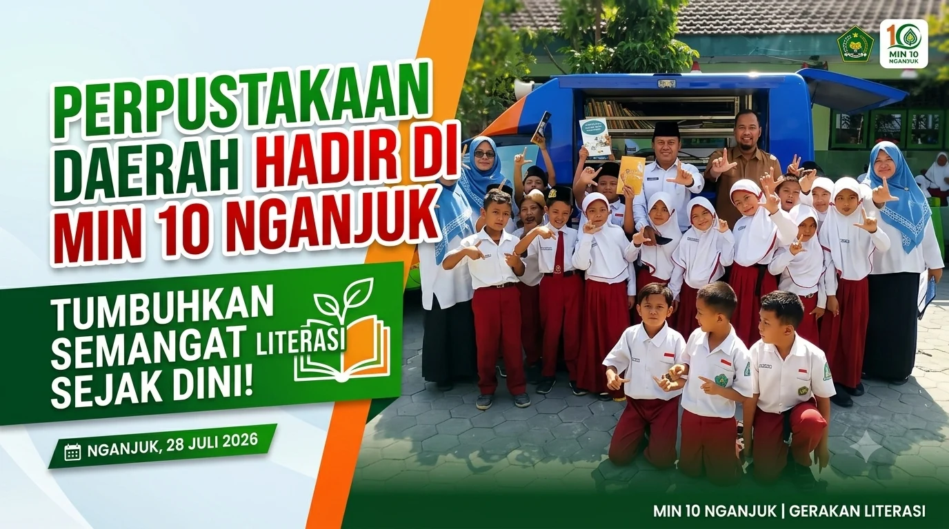 Perpustakaan Daerah Kabupaten Nganjuk Hadir di MIN 10 Nganjuk, Tumbuhkan Semangat Literasi Sejak Dini